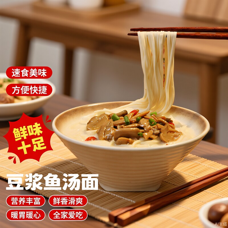 童大义豆浆鱼汤面苏式奥灶面年货速食煮面条242g健康加面拌面焖肉