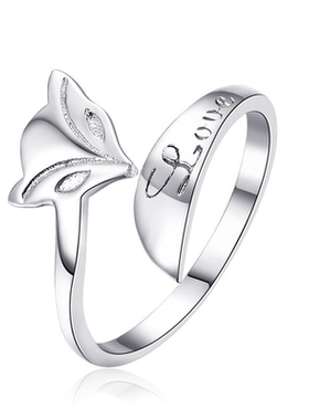 狐狸戒指纯银开口女生