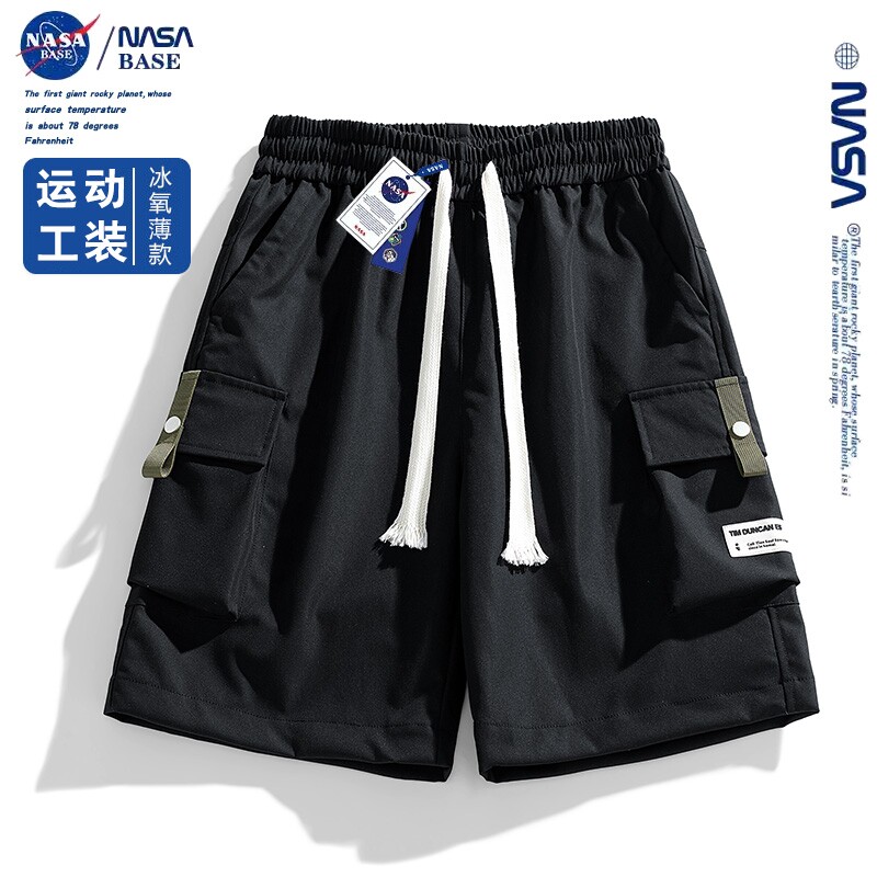 NASA户外冰丝工装短裤男士夏季薄款运动速干五分裤宽松直筒沙滩裤