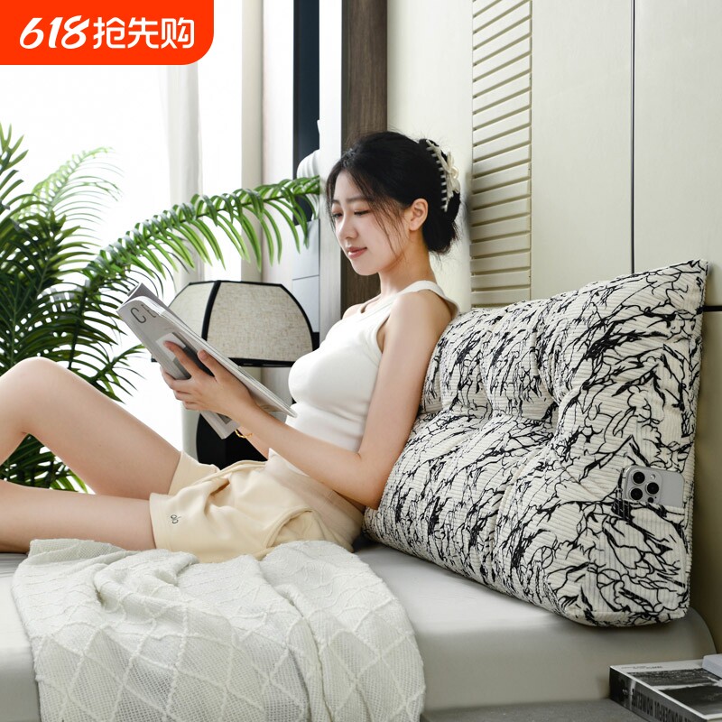 灯芯绒床头三角靠垫学生宿舍床上大靠枕护腰靠客厅飘窗榻榻米软包