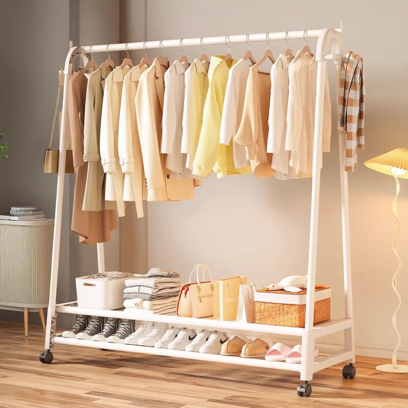 简易衣帽架落地卧室可移动挂衣架子客厅衣服收纳置物架阳台晾衣架