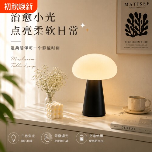 北欧蘑菇灯复古风创意氛围床头灯