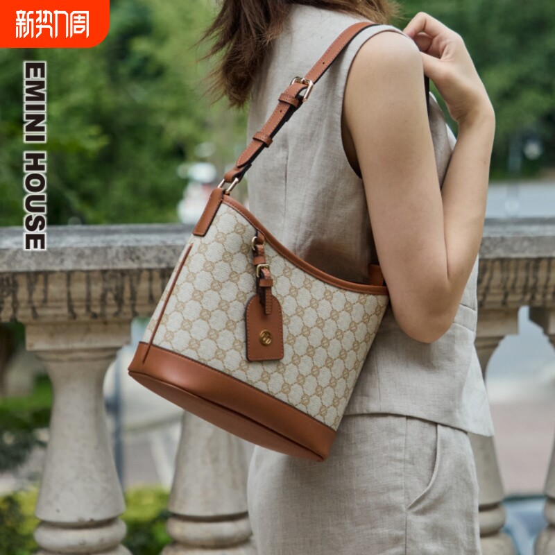 伊米妮2025老花包包春季新款大容量托特包百搭斜挎包高级感单肩