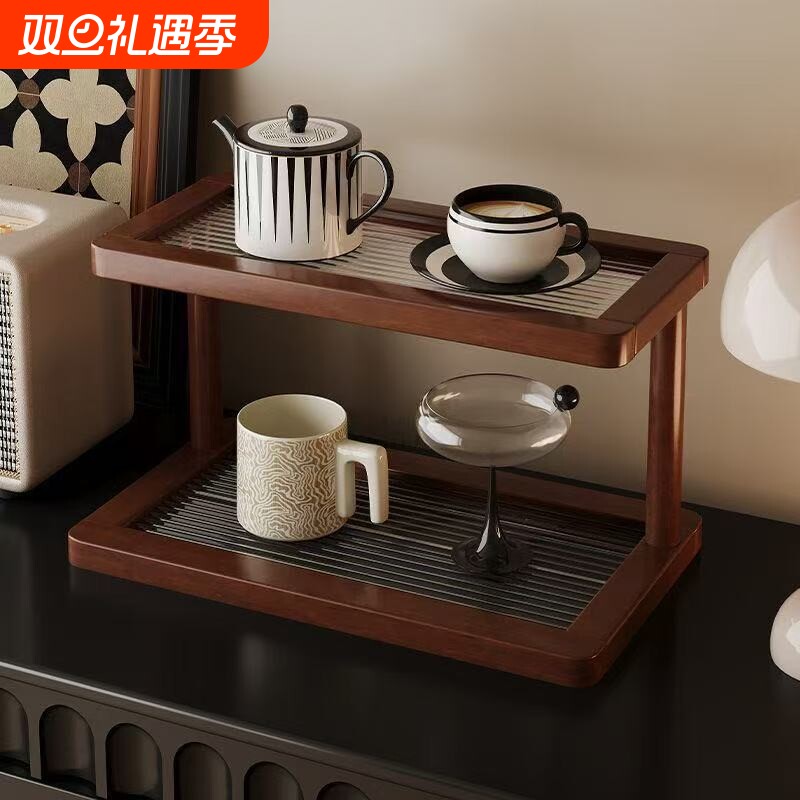 桌面置物架杯子收纳客厅餐桌台面工位小型放水杯茶杯茶具桌上架子