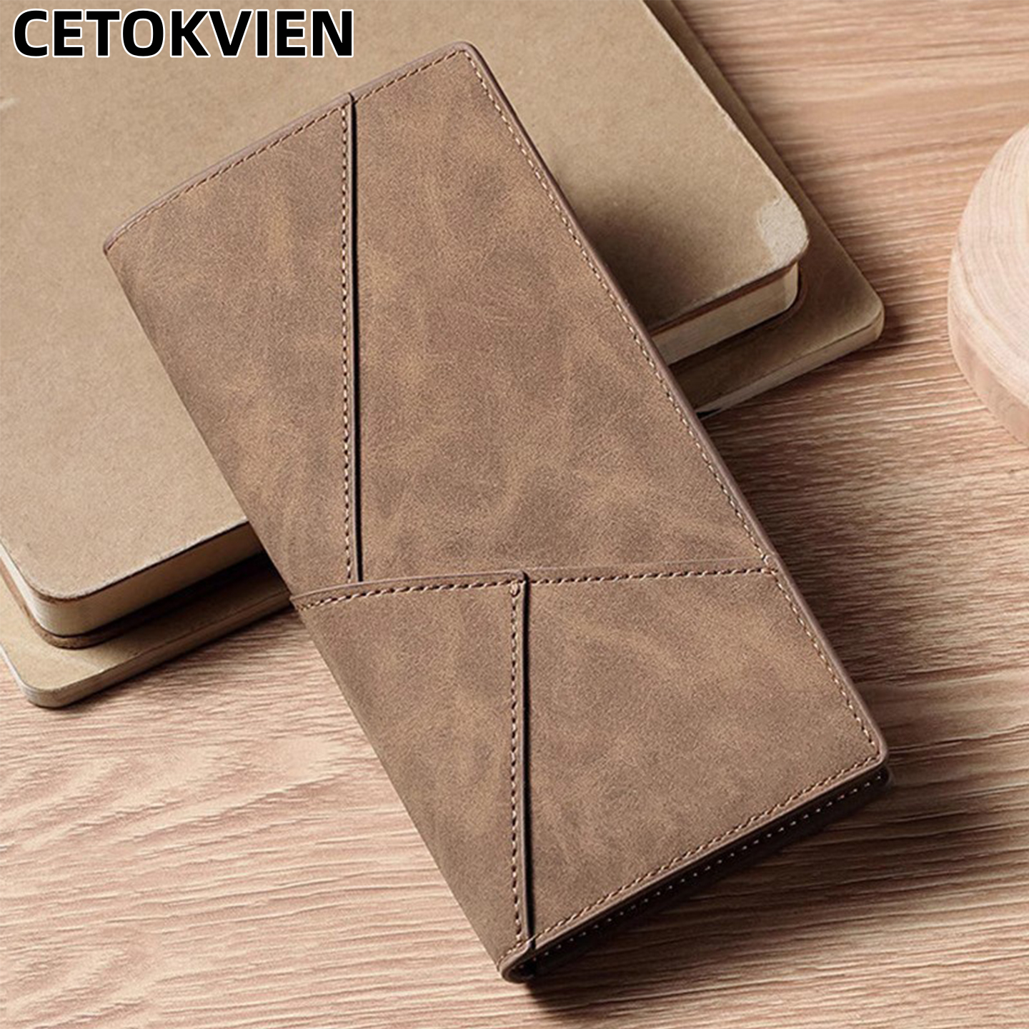 CEUTOKVIEN钱包男士真皮质感长款手拿包折叠卡包一体男款皮