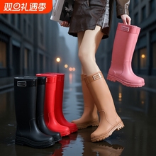 高筒雨鞋水鞋女雨靴加绒加厚底成人时尚外穿防水户外雨林徒步水靴