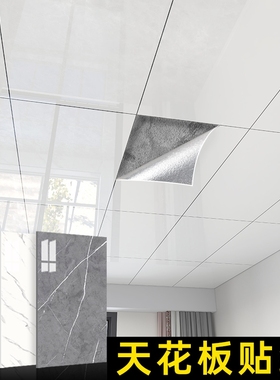 天花板贴纸自粘屋顶吊顶自装墙贴装饰遮丑防水防潮铝塑板背景墙