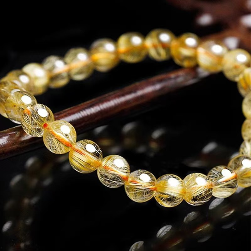 金发晶手链钛晶顺发猫眼石发晶手链女手串男礼品黄金色黄水晶