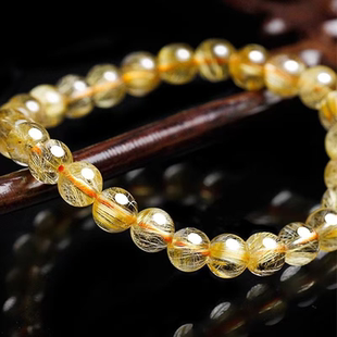 金发晶手链钛晶顺发猫眼石发晶手链女手串男礼品黄金色黄水晶