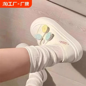 爆款小众原创魔术贴大头鞋女2024新款春秋丑萌厚底小白鞋潮鞋圆头