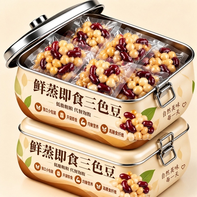 低脂饱腹！鲜蒸即食三色豆营养糯