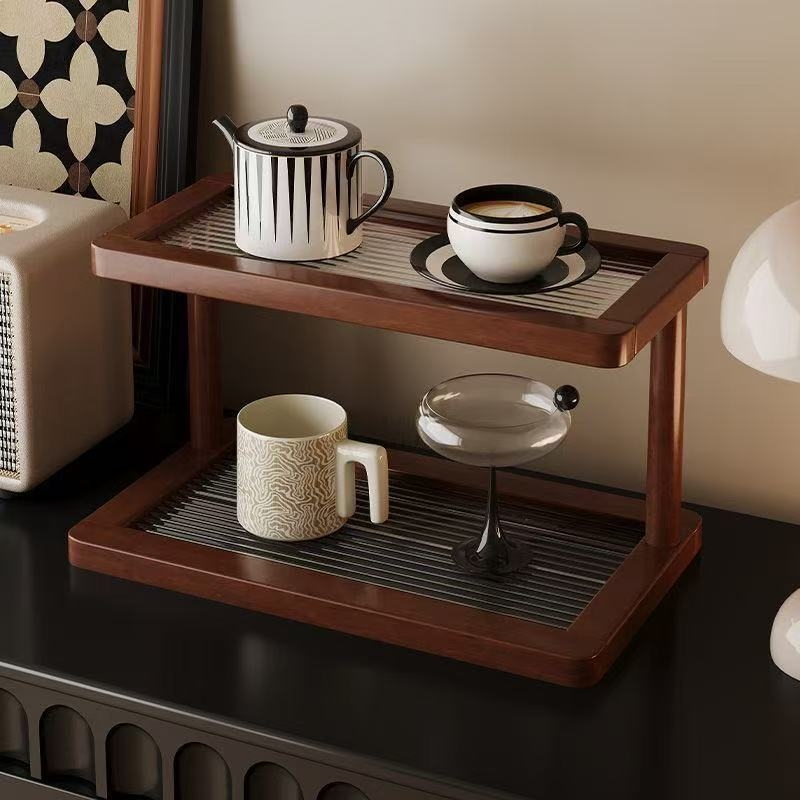 桌面置物架杯子收纳客厅餐桌台面工位小型放水杯茶杯茶具桌上架子