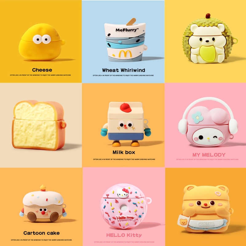 超可爱适用airpodspro3保护套airpods3保护壳黄油小熊aipods4苹果蓝牙耳机套airpod硅胶ipod软壳Pro21二代三