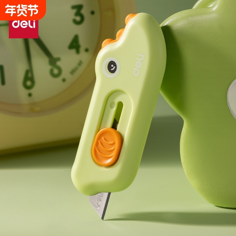 得力小鳄鱼美工刀可爱卡通开箱器拆快递小刀小巧便携迷你壁纸刀裁纸刀学生用开箱神器高颜值办公室拆快递刀,文具电教/文化用品/商务用品,美工刀/开箱器/笔刀,淘宝优惠券,粉丝福利购,淘宝优惠卷