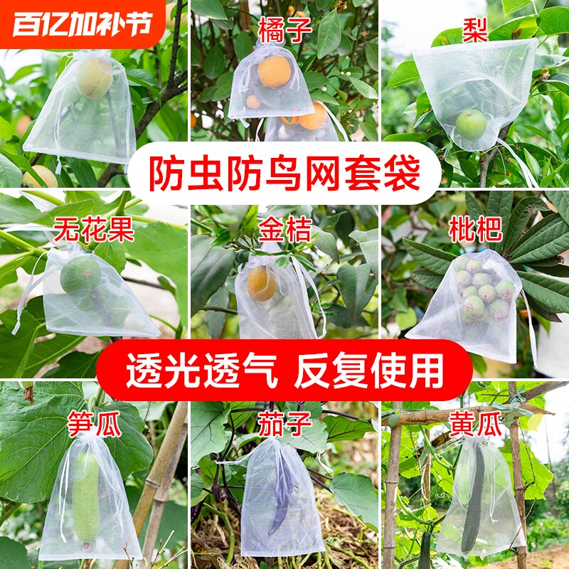 水果套袋草莓防鸟网纱袋透气瓜果防虫袋果树无花果葡萄桃子保护袋