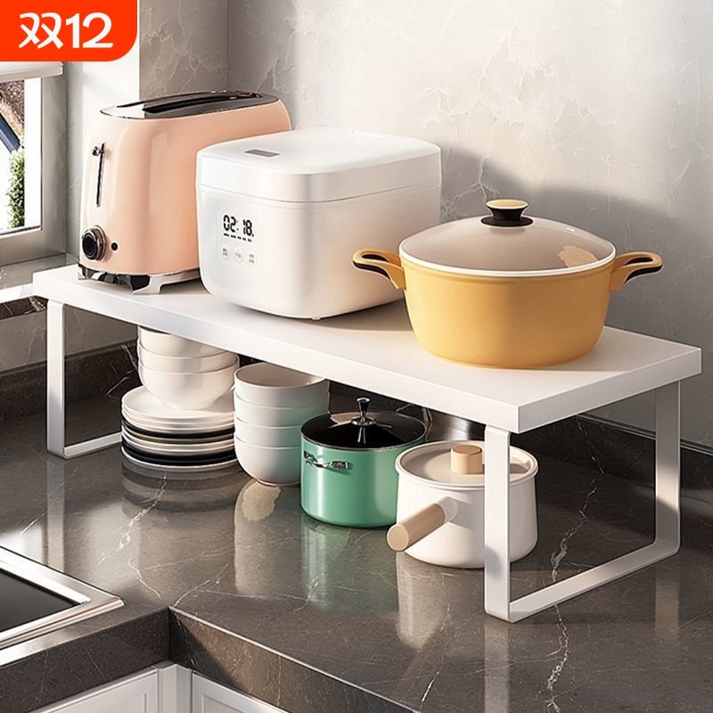 厨房柜内分层置物架柜子隔板桌面台面橱柜碗碟锅收纳架双层水槽