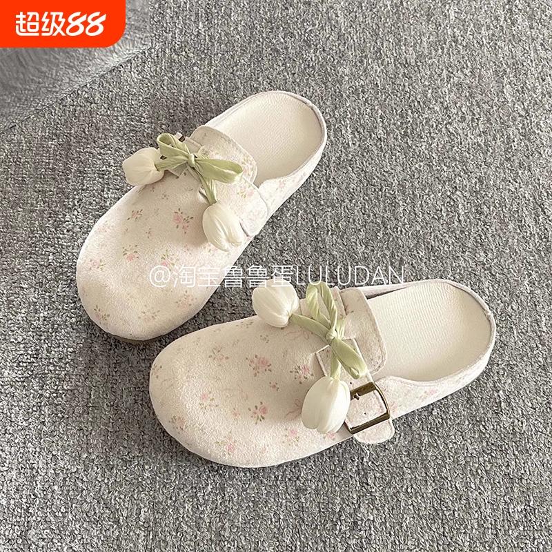 大薇家~勃肯鞋女2025新款夏季配裙子超火包头半拖鞋女外穿休闲鞋