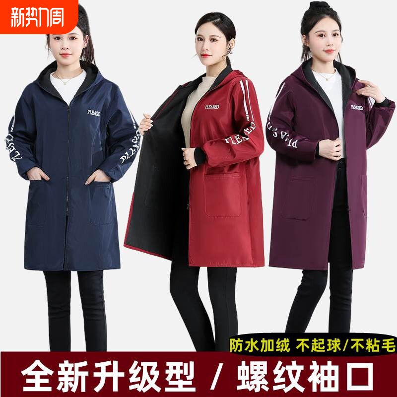 棉衣防脏围裙厨房2025新款罩衣女秋冬季男款厚防水防油红色黑色
