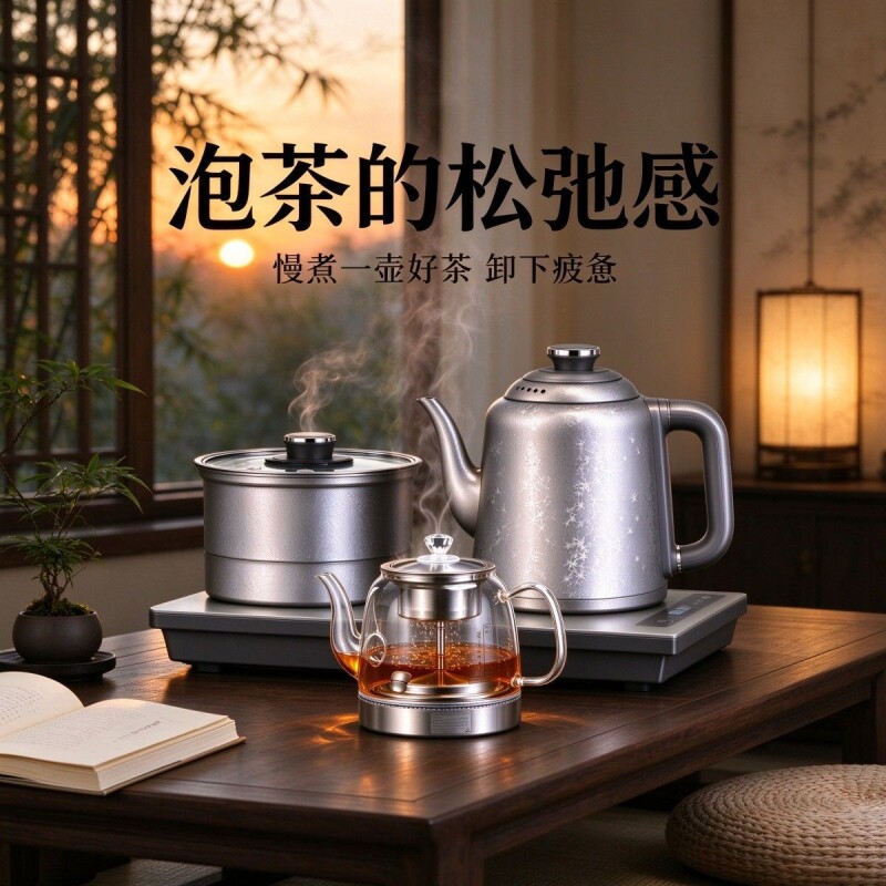 新款纯钛电茶炉底部上水全自动水电热烧水壶茶台茶具一体茶炉批发