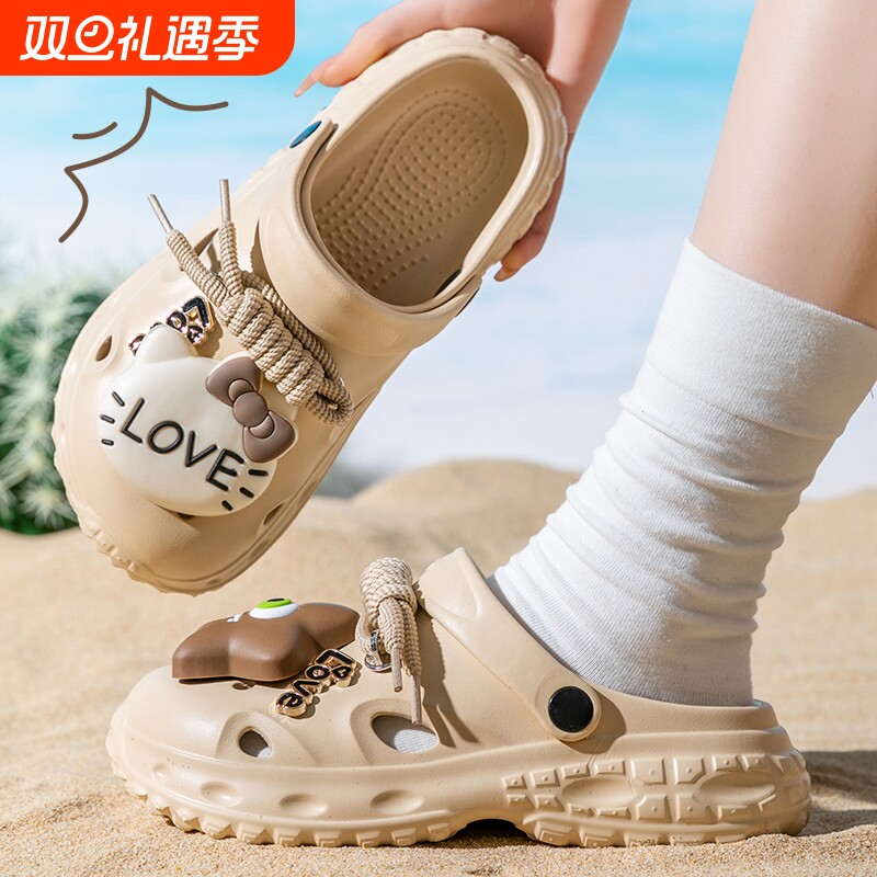 可爱EVA防滑不臭脚洞洞鞋女新款外穿夏季卡通包头沙滩办公室凉鞋