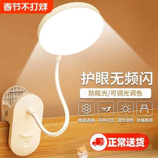 小台灯护眼学习专用宿舍大学生充电台灯书桌夹子式阅读卧室床头灯