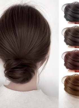 真发丸子头假发发圈全真人发自然蓬松发包古风盘发花苞头假发包女