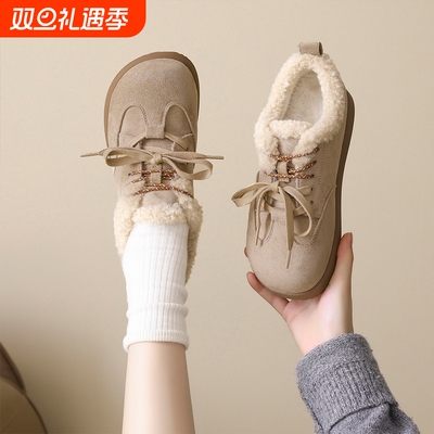 厚底雪地靴女冬季2025新款增高舒适加绒勃肯鞋复古保暖棉鞋毛毛鞋