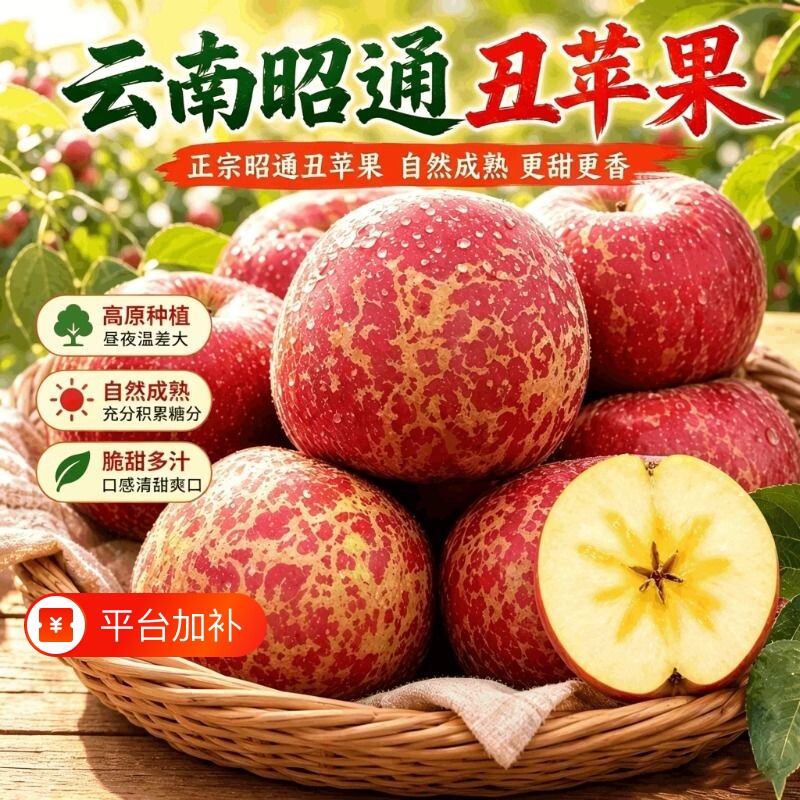 云南昭通丑苹果正宗冰糖心红富士新鲜水果应季当季整箱产地直发