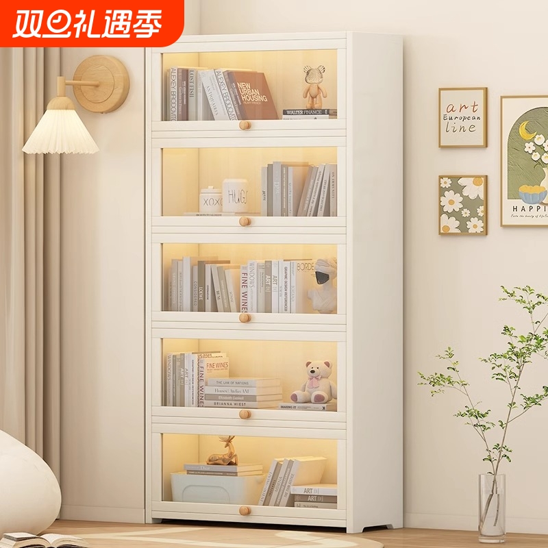 书架落地置物架客厅一体靠墙多层储物柜自由组合展示柜实木书柜子