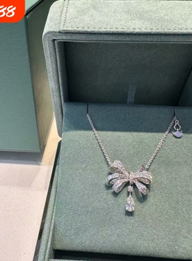 无压力爆闪格拉芙项链顶级幻影满钻蝴蝶结项链蝶恋花女钻石S925银
