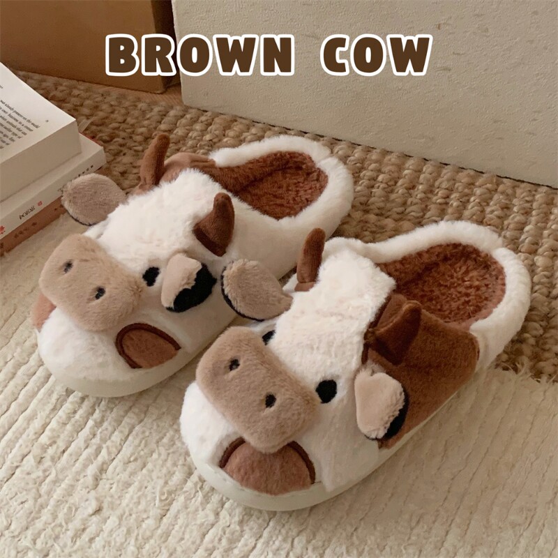 细细条冬季全包舒适呆萌牛棉拖鞋男女卧室亲子家居鞋毛毛鞋保暖