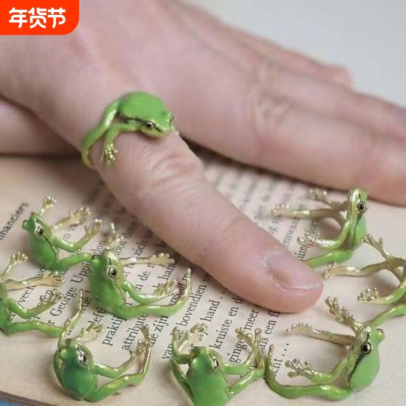 青蛙戒指可爱简约卡通指环闺蜜情侣时尚搞怪个性礼物饰品ins