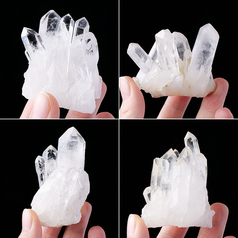 东海水晶天然白水晶晶簇摆件白水晶簇鱼缸装饰石水晶消磁摆件批发