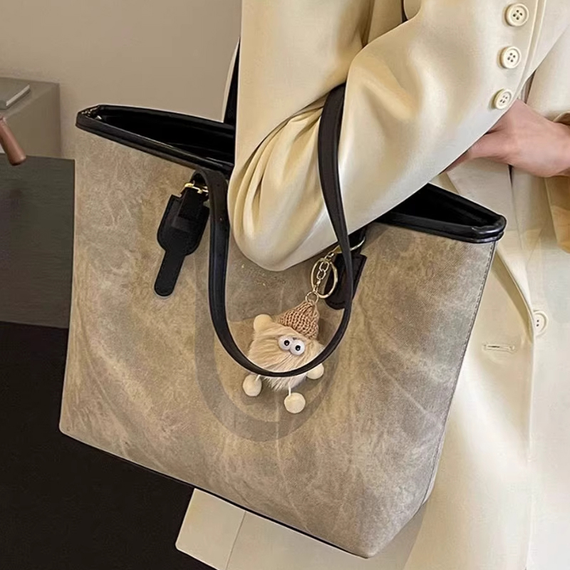 纹理包秋冬新款大学生上课通勤时尚休闲单肩包高级感大容量手提包