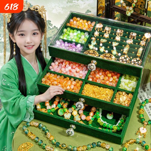 女孩子儿童古风串珠手工diy材料项链首饰礼盒装国潮玩具生日礼物6
