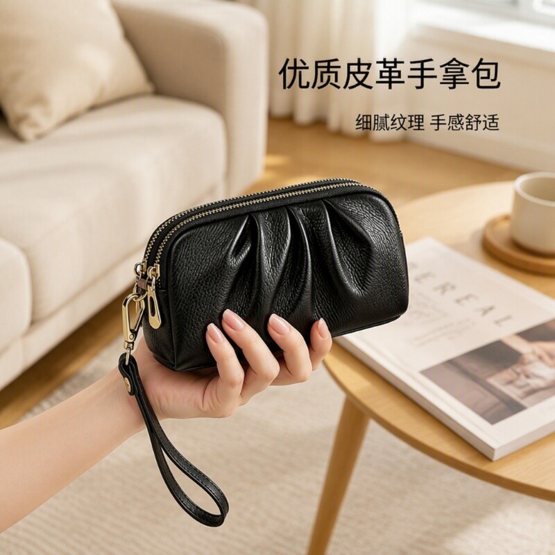 新款软皮小手包双层大容量钱包图片