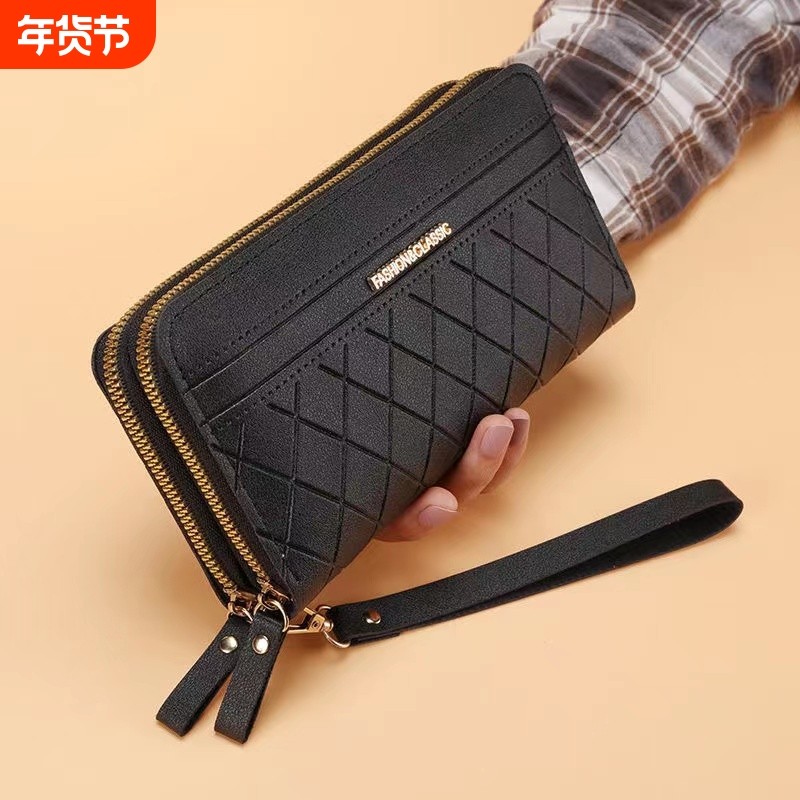 新款钱包女士长款手拿包时尚大容量双层钱夹卡包二合一零钱手机包