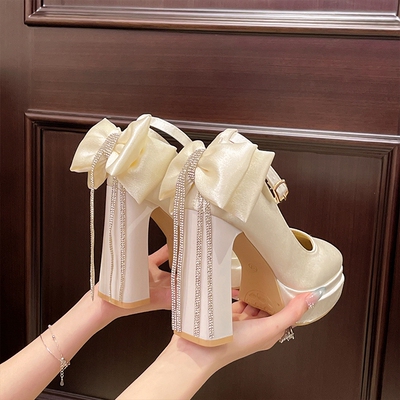 超高跟婚鞋女增高神器玛丽珍婚鞋高级感12cm防水台不累脚主婚纱鞋