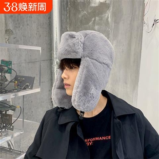 加绒加厚雷锋帽男帽子男女冬季保暖东北电动车骑车防风冬骑行零下