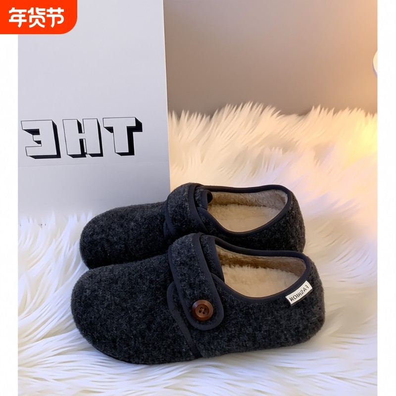 厚底灰色加绒豆豆勃肯鞋女毛毛鞋2025新款秋冬季鞋子保暖乐福棉鞋,女鞋,浅口单鞋,淘宝优惠券,粉丝福利购,淘宝优惠卷