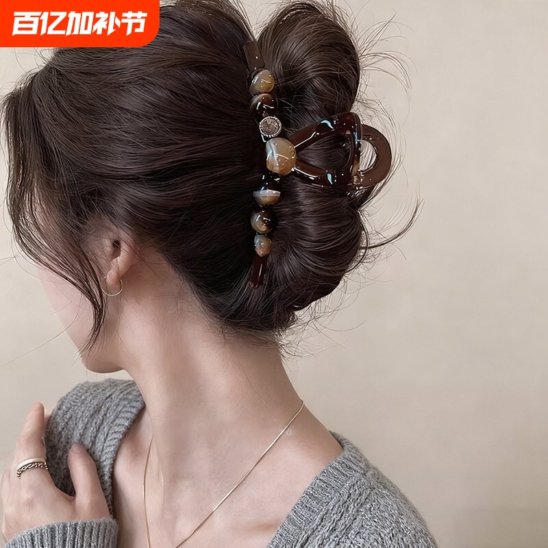 高级感抓夹女2026新款发夹女后脑勺盘发大号发量多鲨鱼夹超大号
