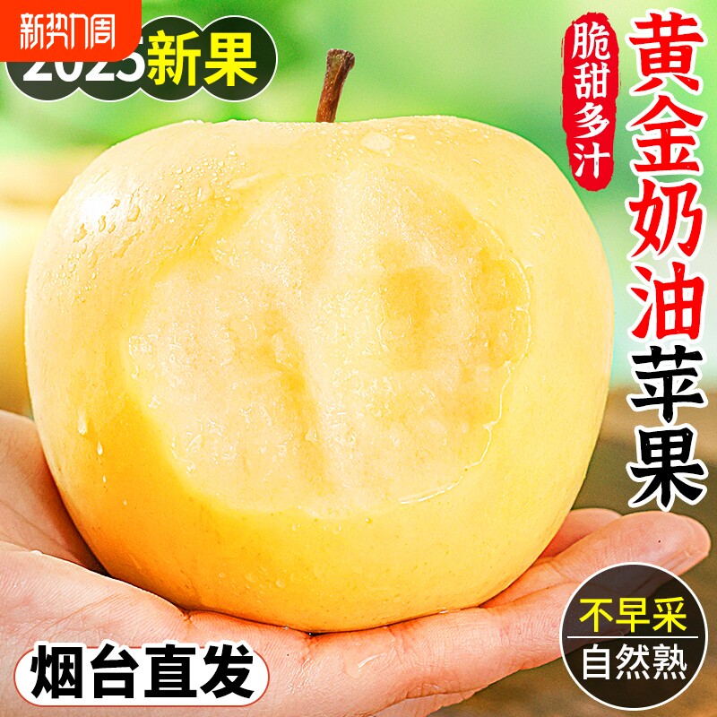 黄金奶油富士苹果烟台水果新鲜当季整箱冰糖心批发正宗包邮脆甜