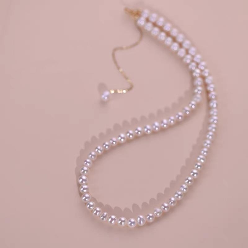 诸暨淡水无核珍珠项链爆款小米珠颈链轻奢气质女锁骨链黄金正圆