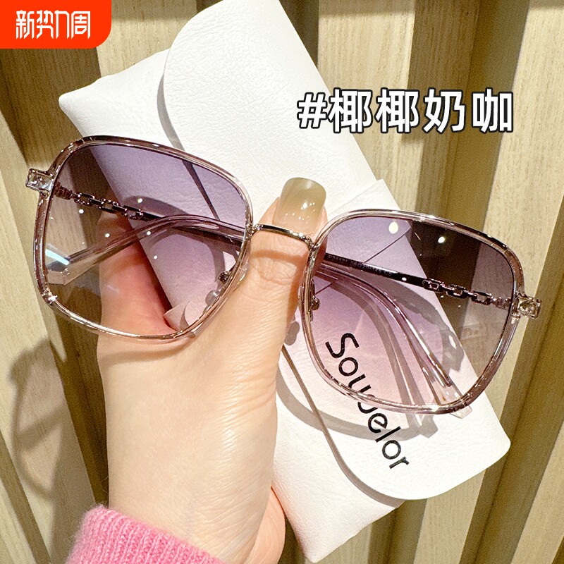 超轻大框墨镜女高级感防晒防紫外线偏光近视太阳镜2025新款圆脸