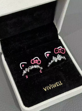 甜心公主蝴蝶结戒指银色闺蜜对戒二人对戒小众设计生日礼物送朋友