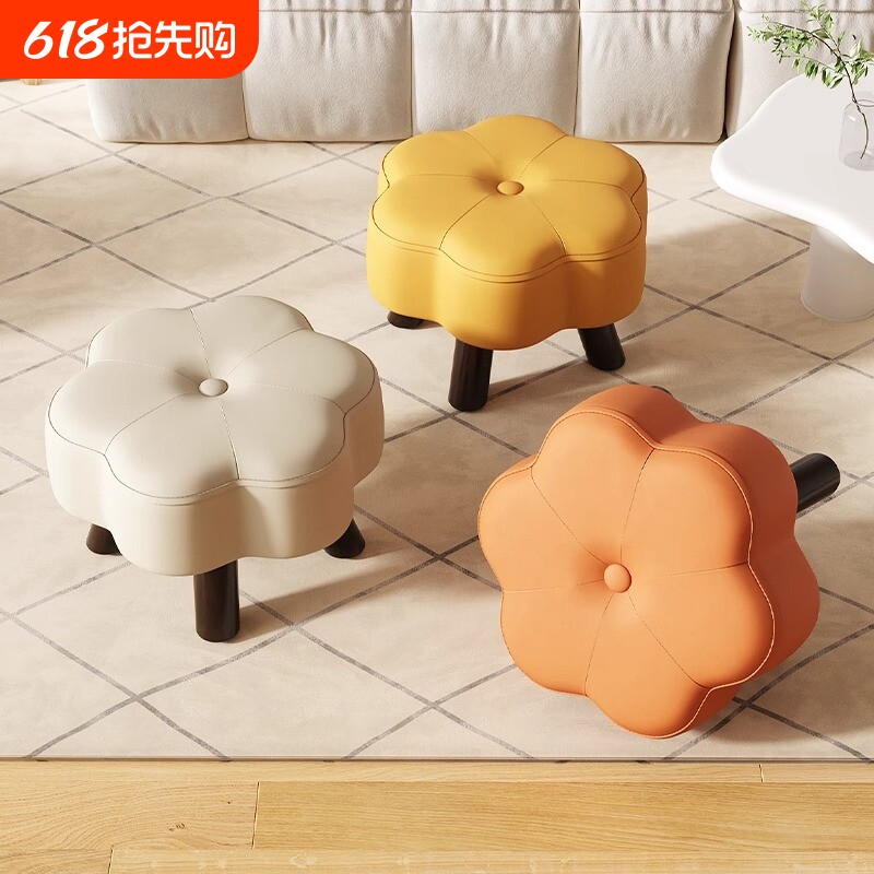 小凳子家用玄关简约换鞋凳创意客厅实木矮凳沙发茶几边软包小板凳