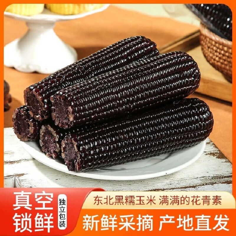2025年新季东北玉米粘苞米黑糯玉米新鲜真空包装甜糯玉米低脂代餐