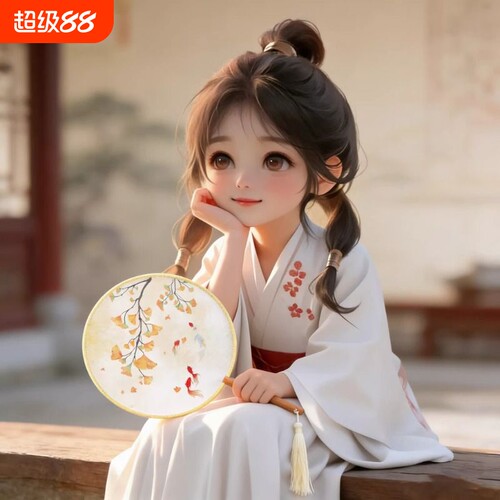 团扇双面古典扇子古风半透圆形流苏女古装汉服旗袍丝质古装扇子