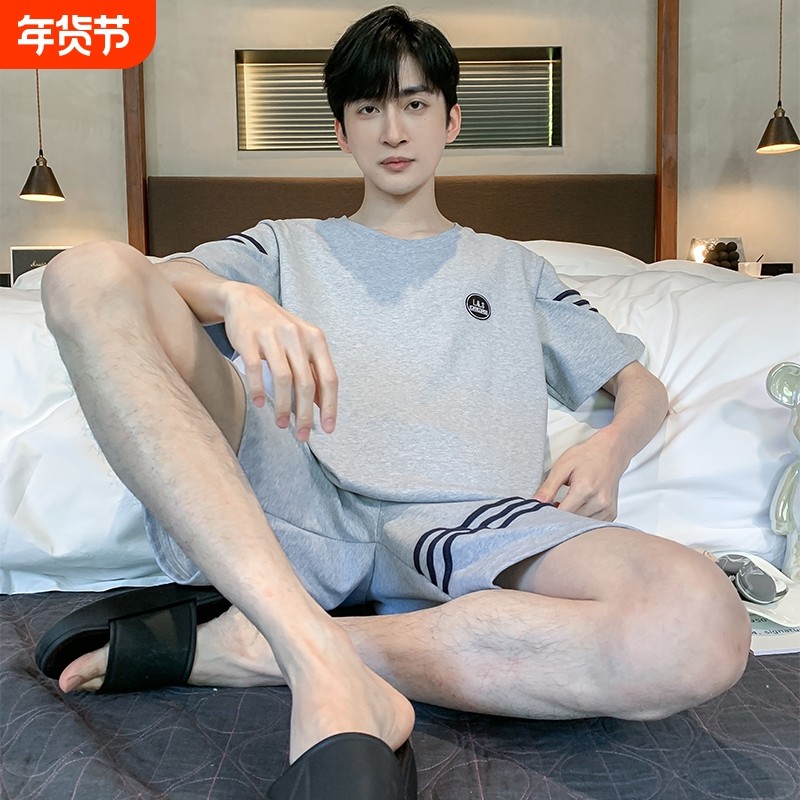 纯棉睡衣男夏季短袖短裤韩版休闲宽松家居服夏天青年薄款圆领套装