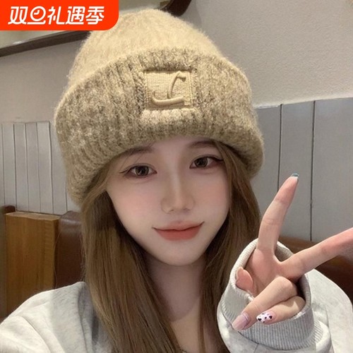 大头围粗毛线帽子女2025新款秋冬季宽松保暖冷帽显脸小针织护耳帽